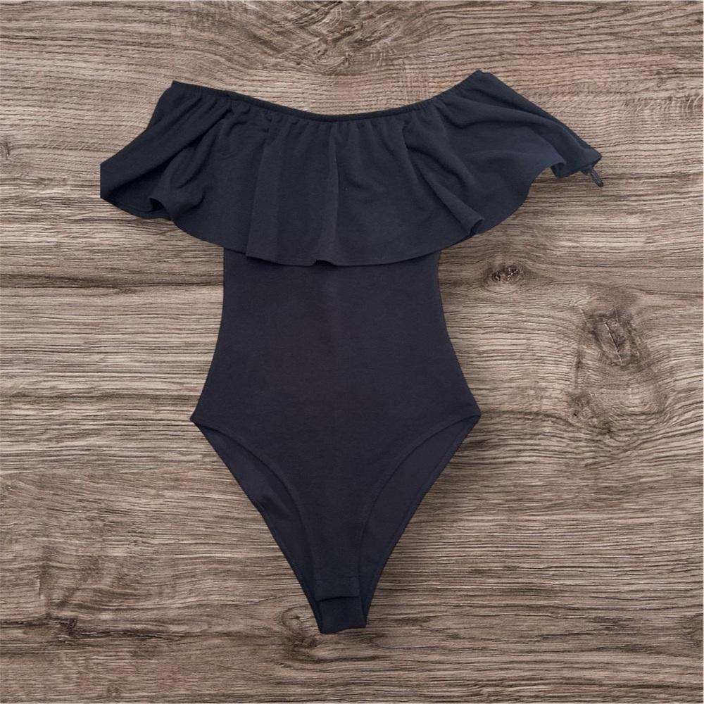 Black Ruffle One Piece body suit
